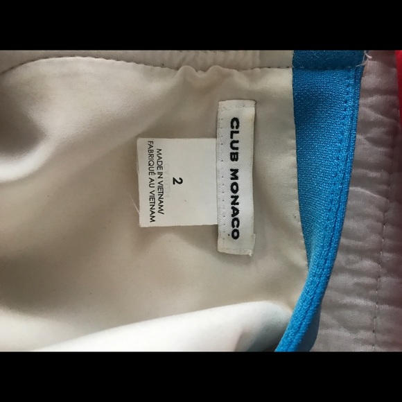 Blue block patterned white dress with gold zipper - Picture 6 of 7